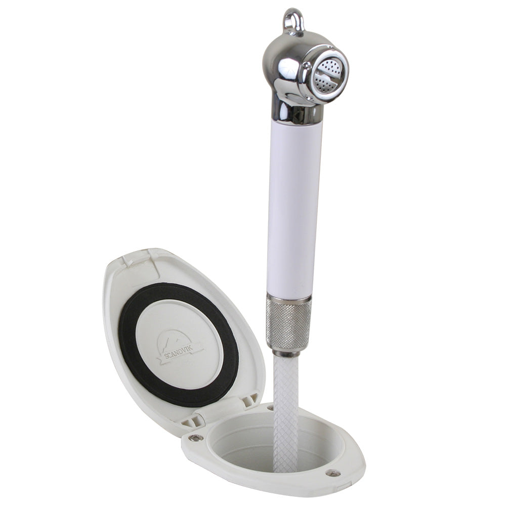 Scandvik Recessed Shower w6 White Hose PushButton