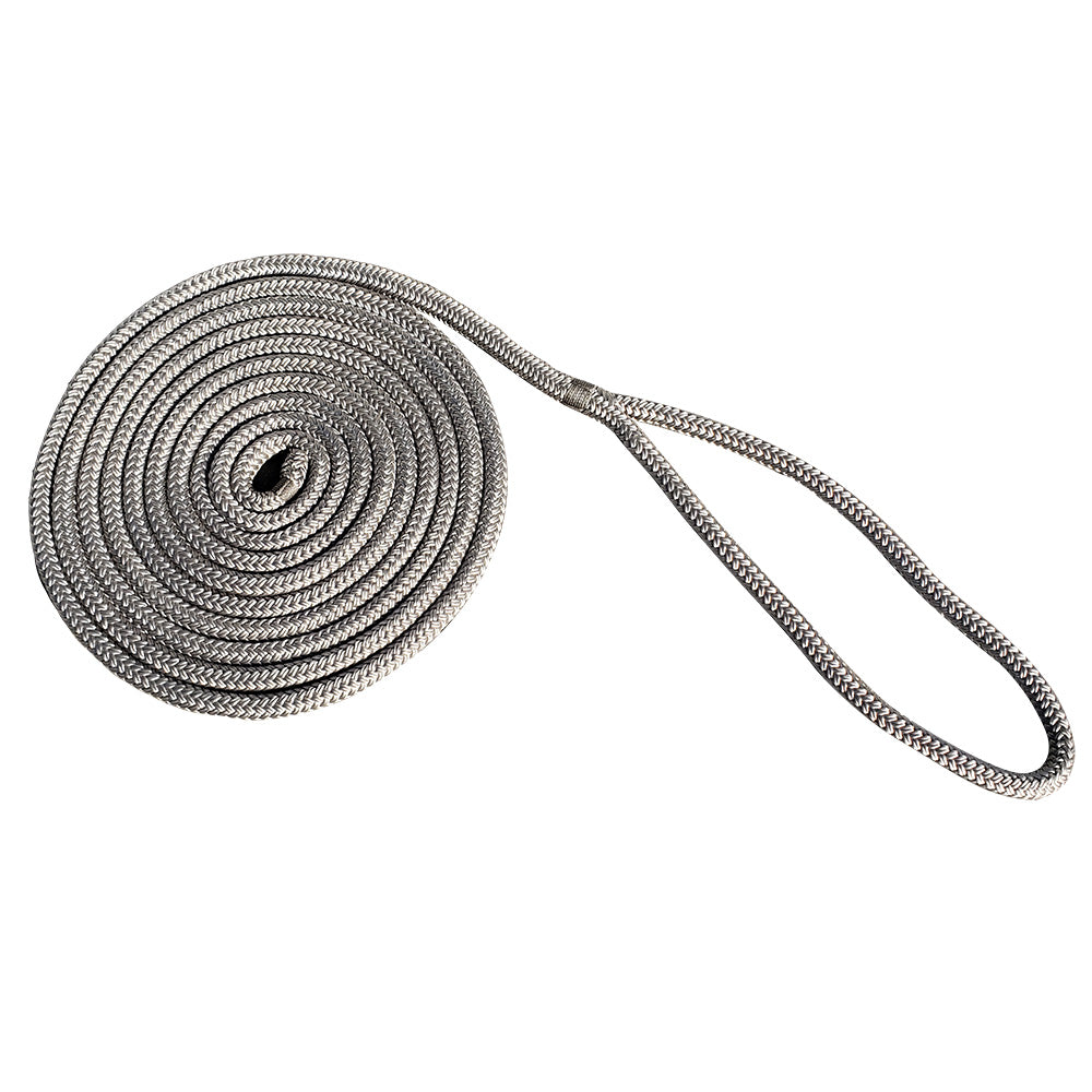 New England Rope 34 x 25 Nylon Double Braid Dock Line Grey