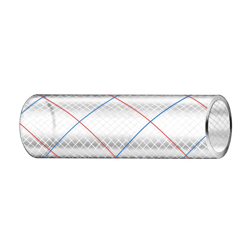Trident Marine 12 x 50 Clear Reinforced PVC Hose Tubing Red Blue Tracer
