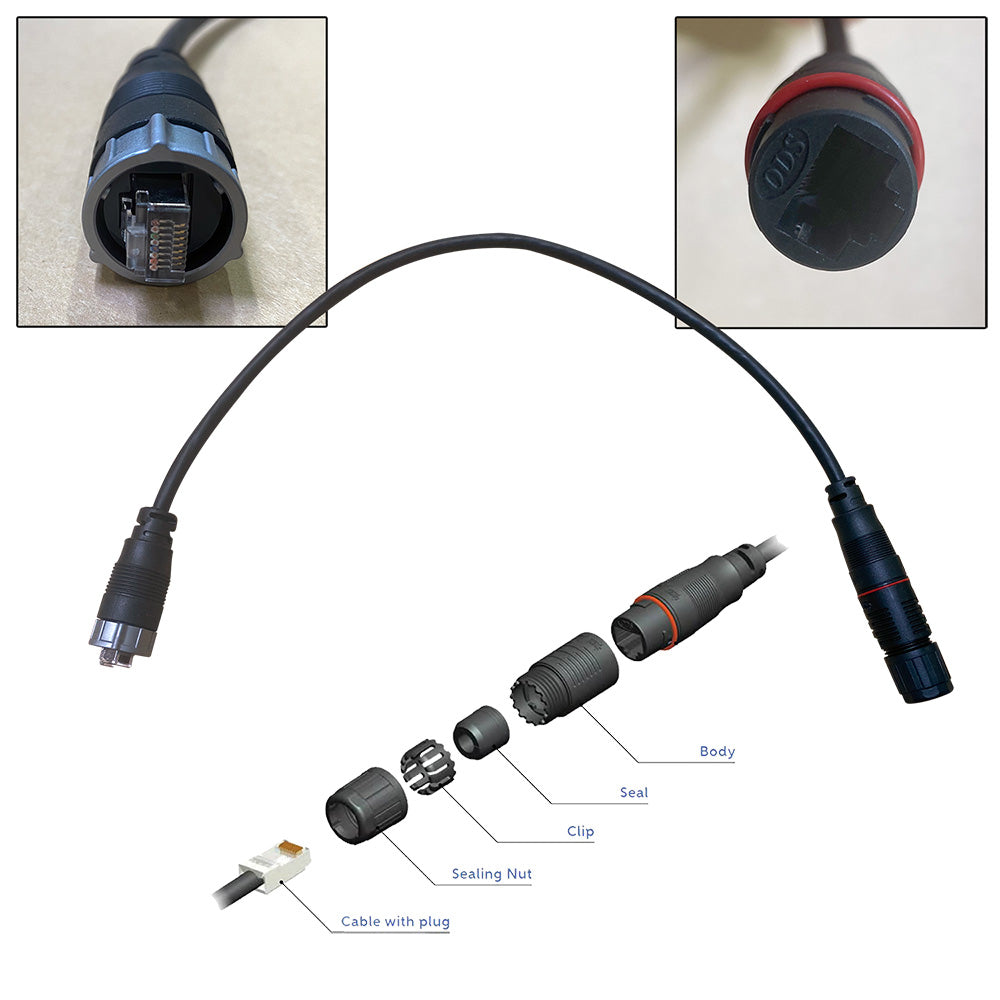 Furuno RJ45 to HUB102 Cable 05M Waterproof RJ45 M to RJ45 Adapter