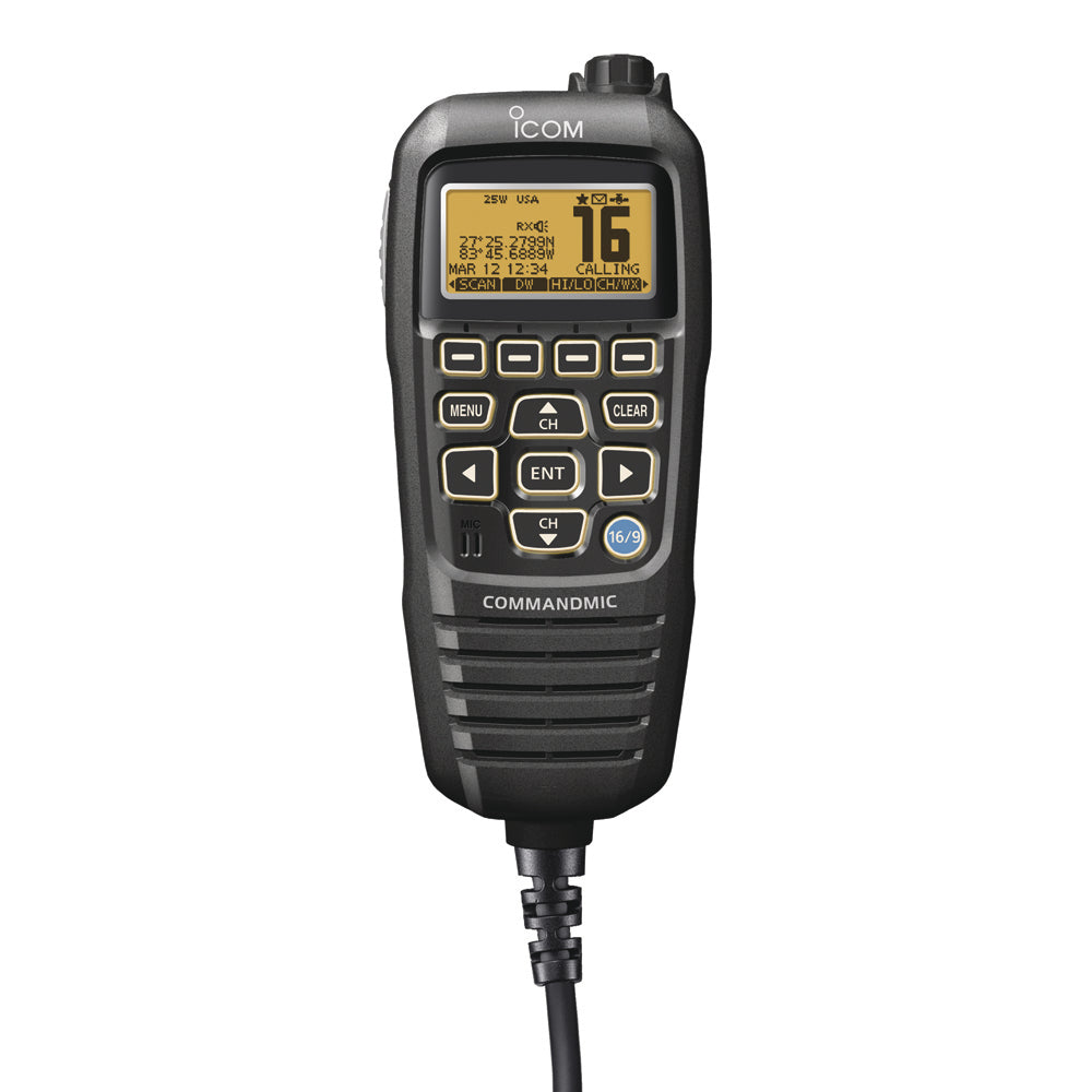 Icom HM195 CommandMic IV wYellow BlackLit LCD Black