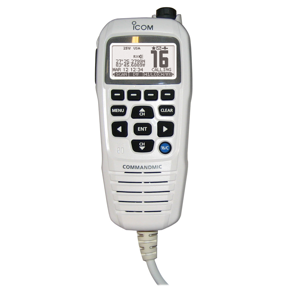 Icom HM195 CommandMic IV with White BlackLit LCD Super White