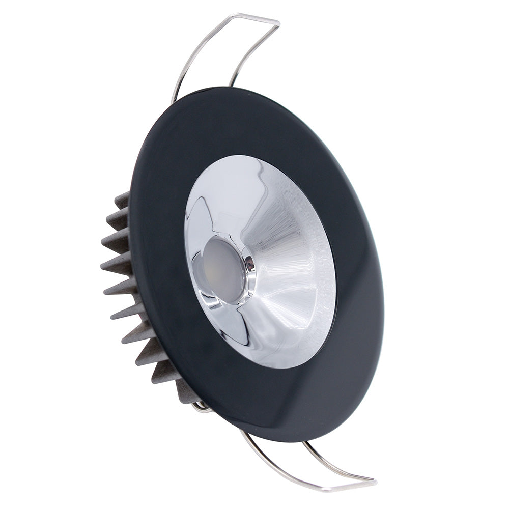 Lumitec Illusion Flush Mount LED Down Light Warm White Dimming Black Housing Chrome Reflector