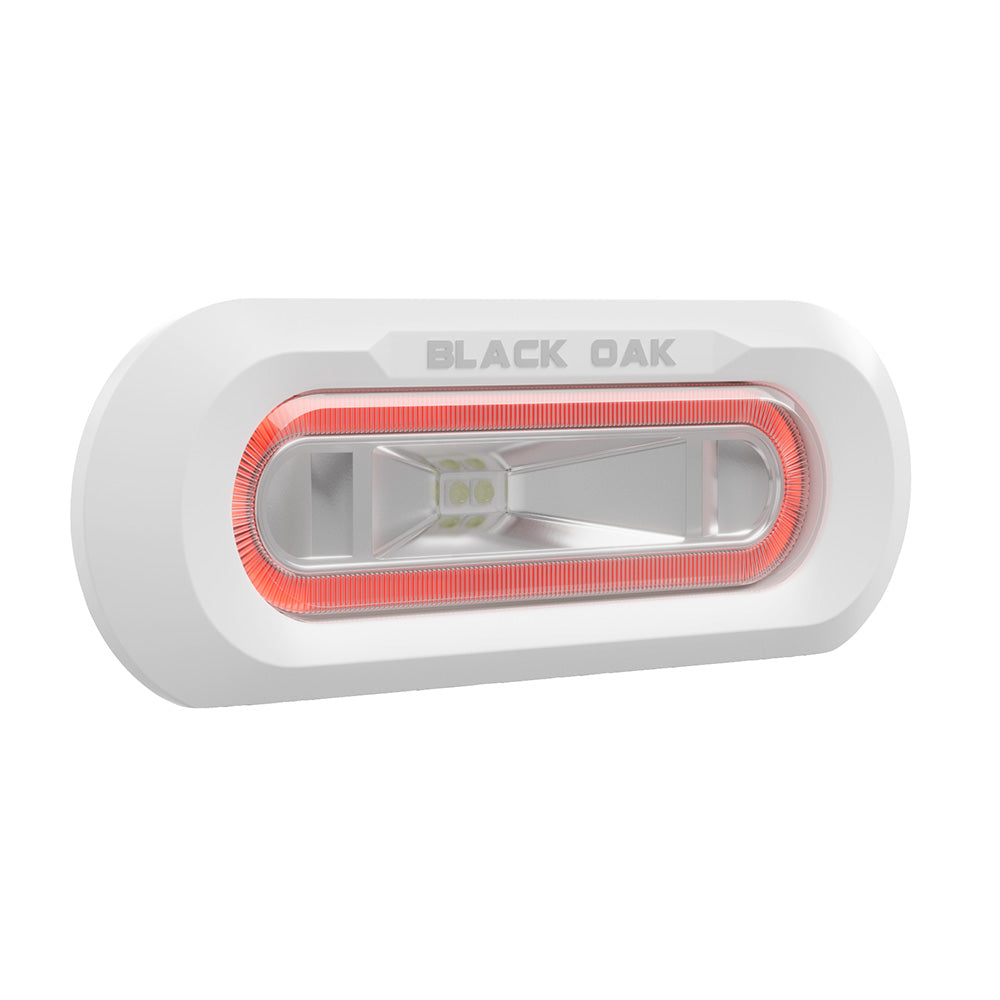 Black Oak Low Pro Marine Spreader Light Flush Mount White Housing Red LED
