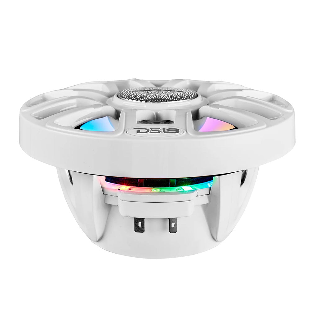 DS18 65 2Way Coaxial Marine Speakers wDigital LED Lights Bullet Tweeter White 150W 4Ohm