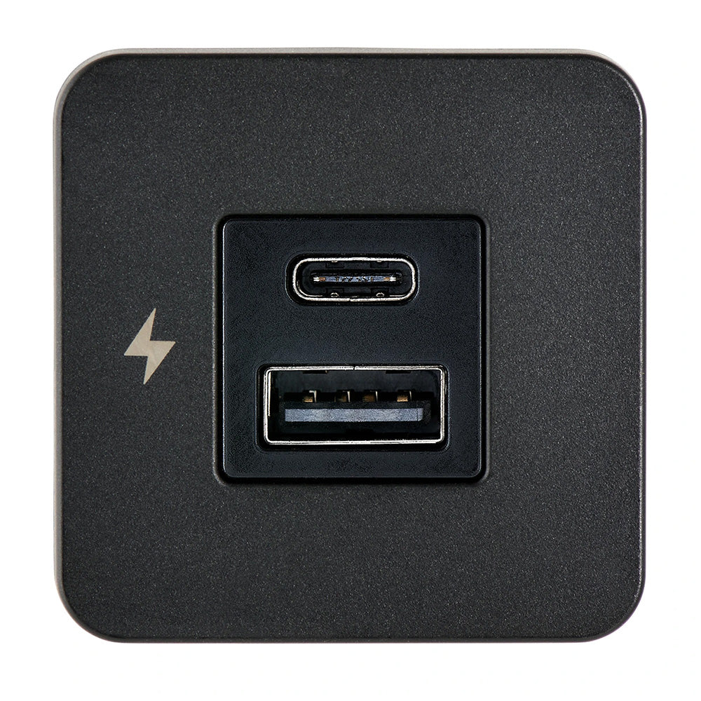 Scanstrut TILE USBAUSBC Interior Charging Socket 1224V Black Bezel