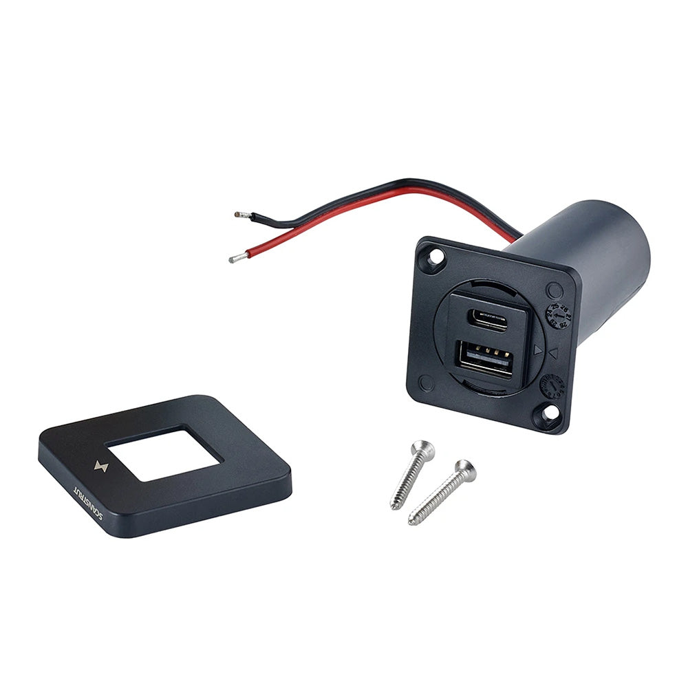 Scanstrut TILE USBAUSBC Interior Charging Socket 1224V Black Bezel