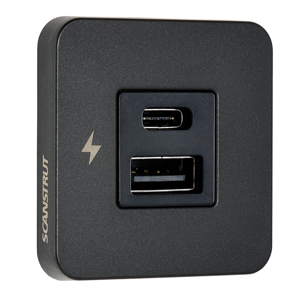 Scanstrut TILE USBAUSBC Interior Charging Socket 1224V Black Bezel