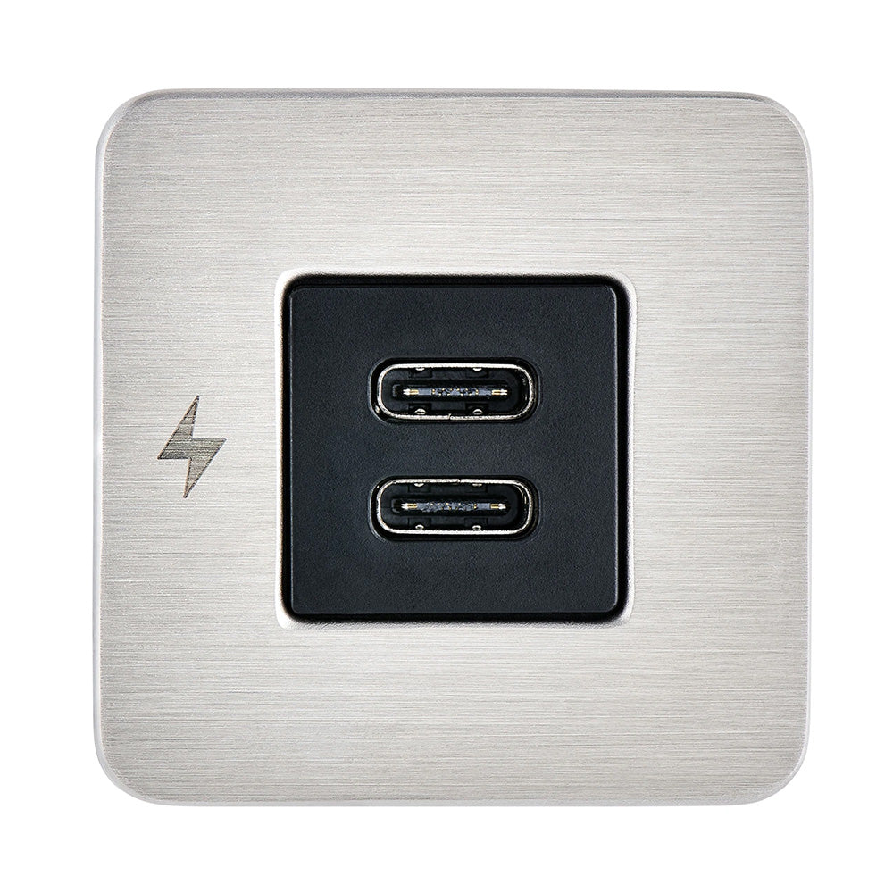 Scanstrut TILE USBC Interior Charging Socket 1224V Stainless Steel Bezel