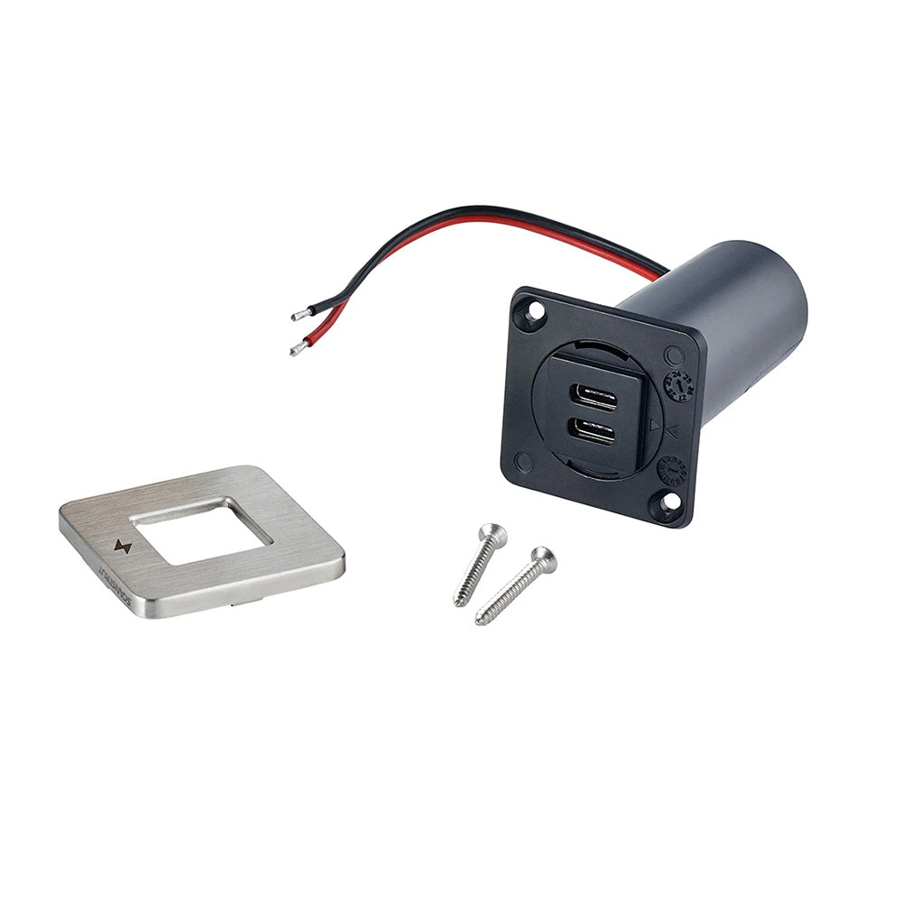Scanstrut TILE USBC Interior Charging Socket 1224V Stainless Steel Bezel