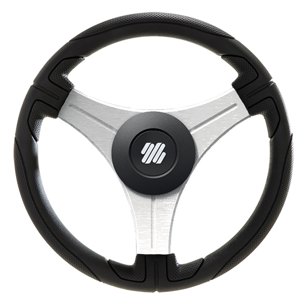 Uflex Ustica 13 Steering Wheel Black Polyurethane wSilver Spokes X62 Hub