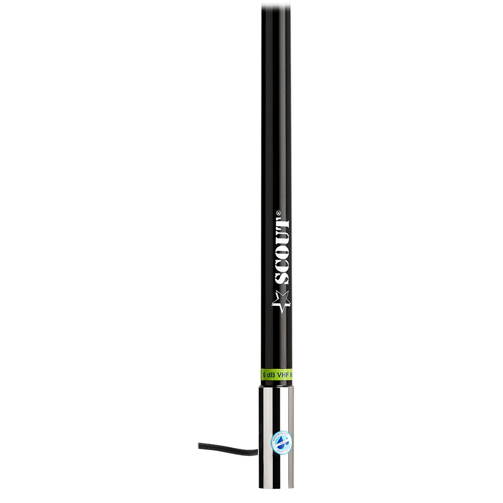 Scout 8 Black VHF Antenna 6dB Heavy Stainless Steel Ferrule w6M RG8x Includes PL259 Heavy Duty Offshore Antenna KS43