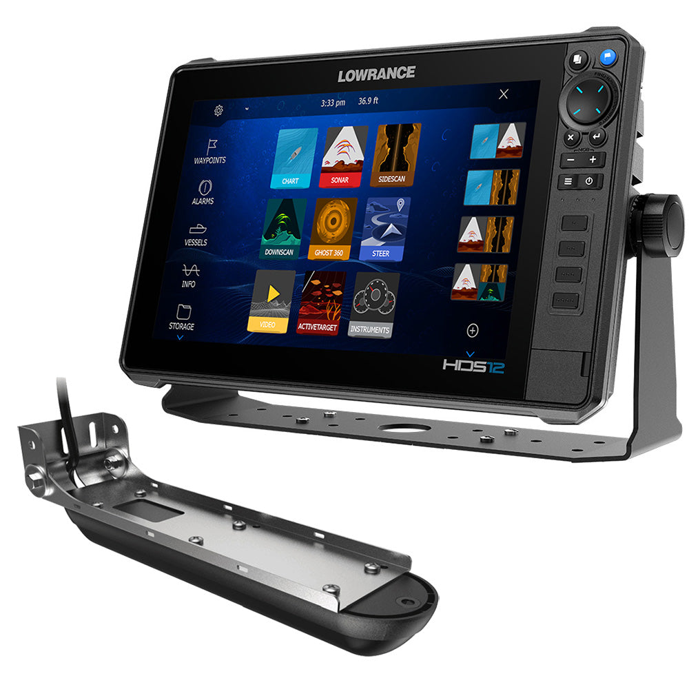 Lowrance HDS PRO 12 wPreloaded CMAP DISCOVER OnBoard Active Imaging 3in1 Transom Mount Transducer