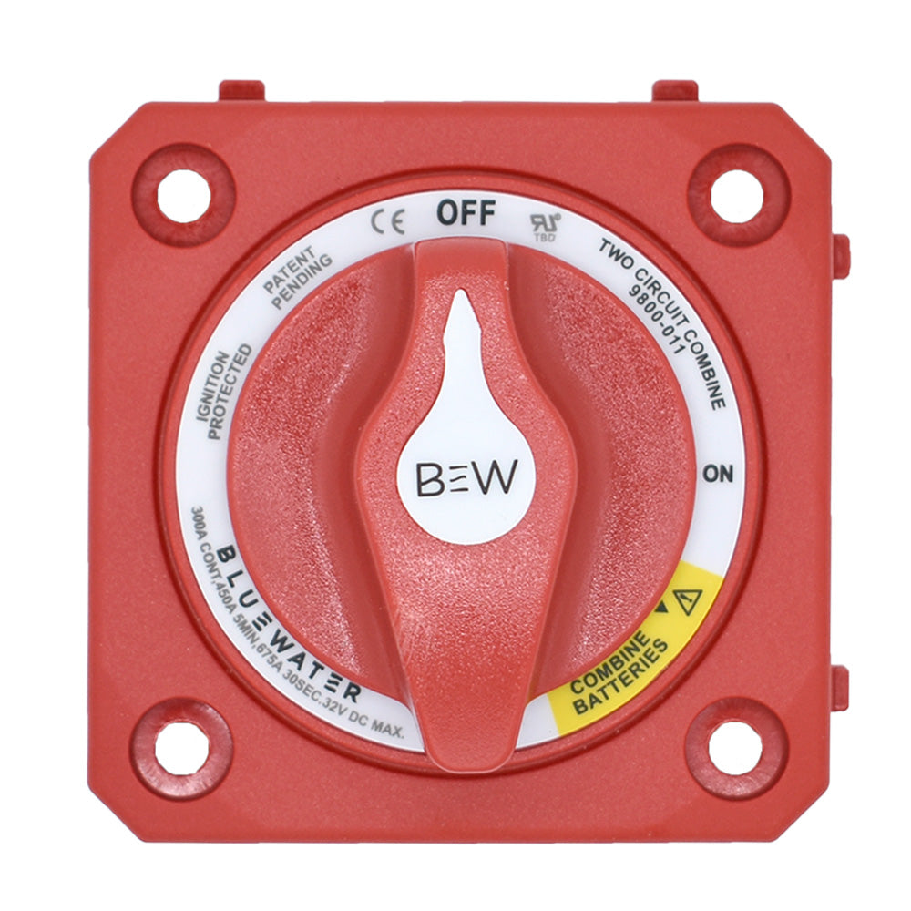 Bluewater OffOn Combine Battery Switch wo Base Panel Mount Red