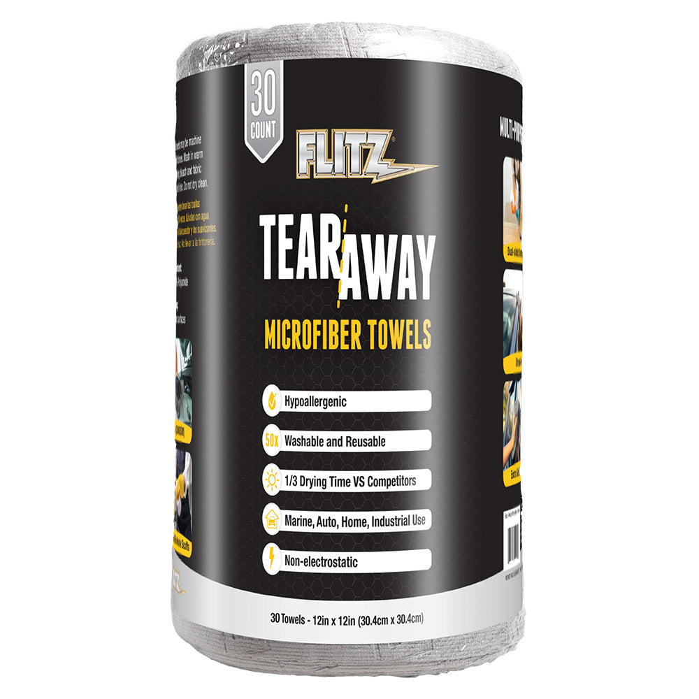 Flitz 12 x 12 TearAway Microfiber Towels Grey 30Pack