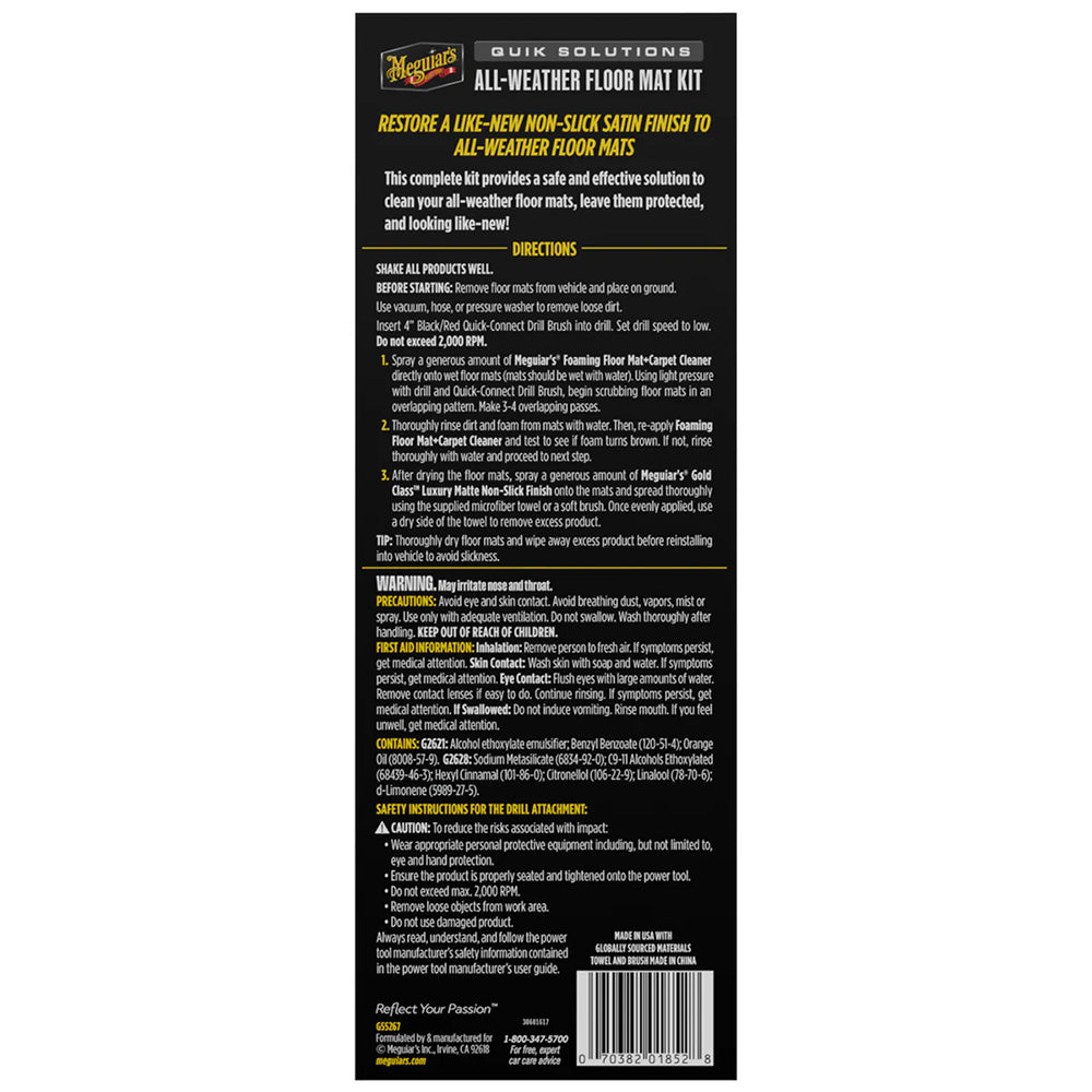 Meguiars Quik Solutions AllWeather Floor Mat Kit