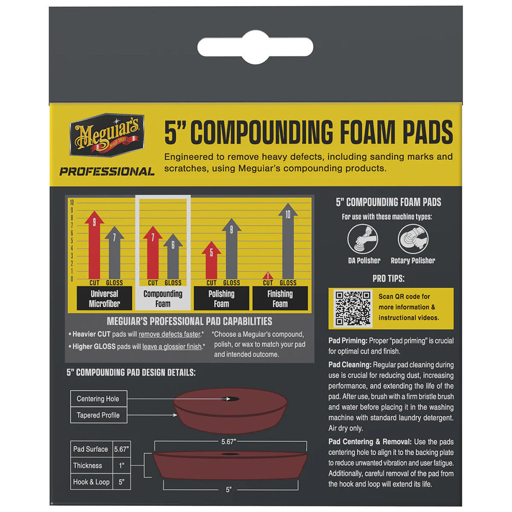 Meguiars Professional 5 Compounding Foam Pads 2Pack