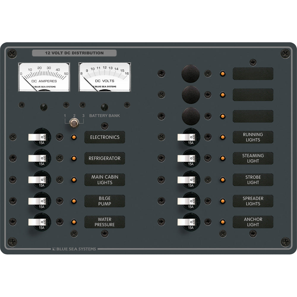 Blue Sea 8068 DC 13 Position Toggle Branch Circuit Breaker Panel White Switches