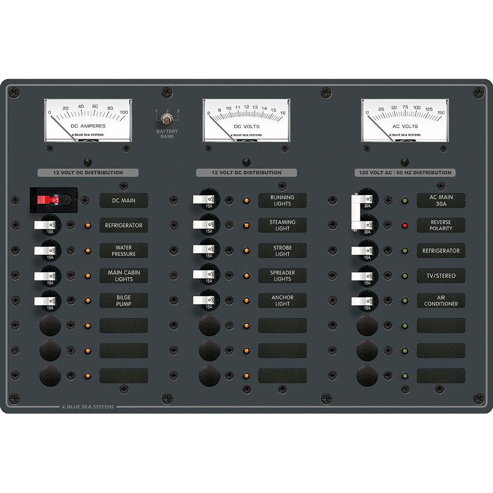 Blue Sea 8084 AC Main 6 PositionsDC Main 15 Positions Toggle Circuit Breaker Panel White Switches