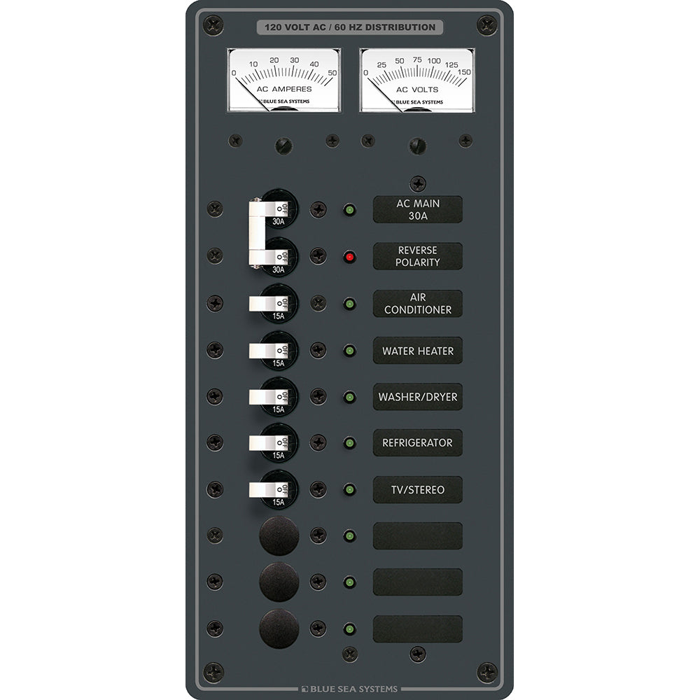 Blue Sea 8074 AC Main 8 Positions Toggle Circuit Breaker Panel White Switches