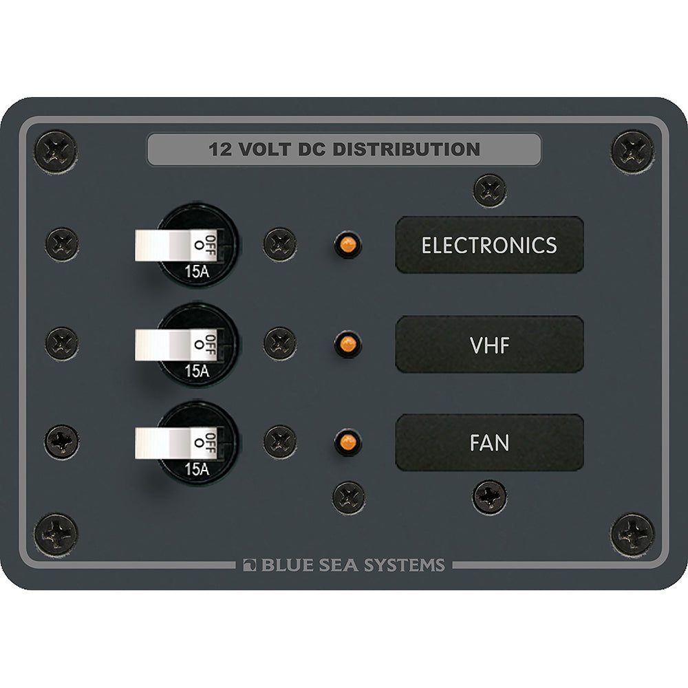 Blue Sea 8025 DC 3 Position Breaker Panel White Switches