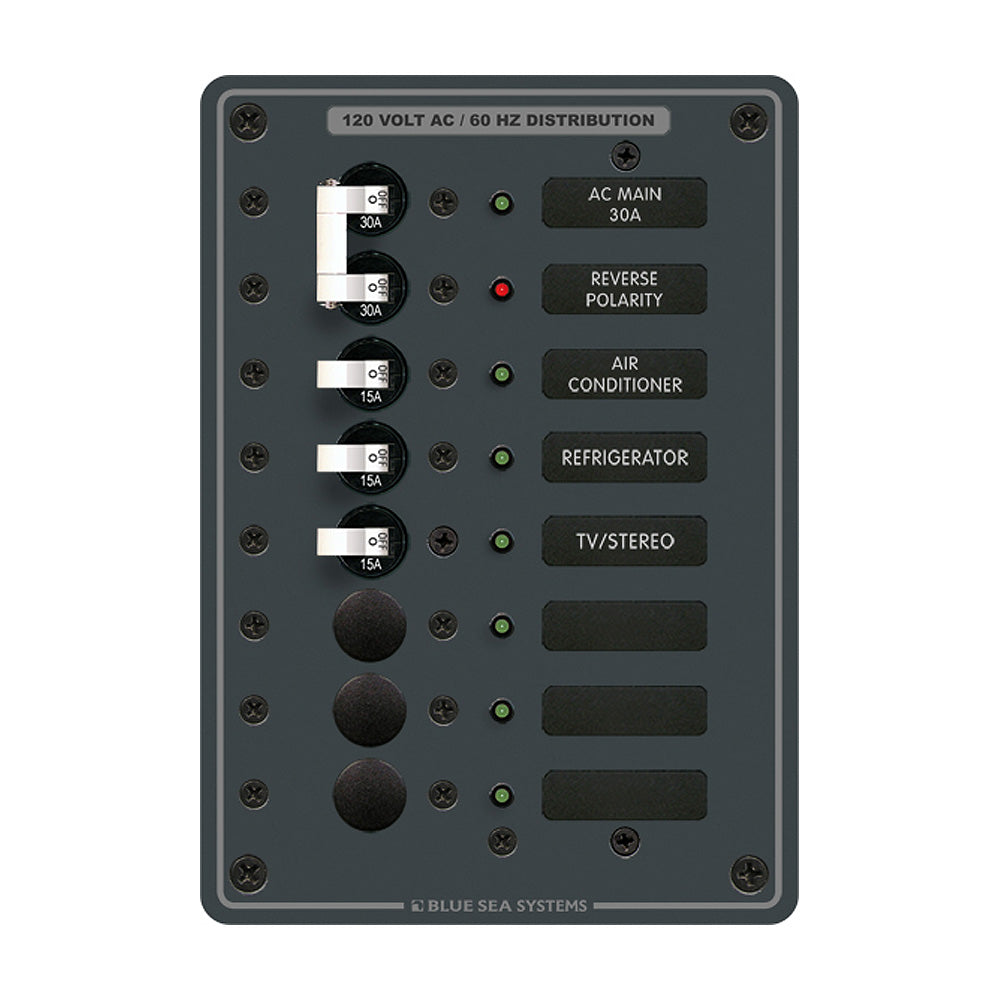 Blue Sea 8027 AC Main 6 Position Breaker Panel White Switches