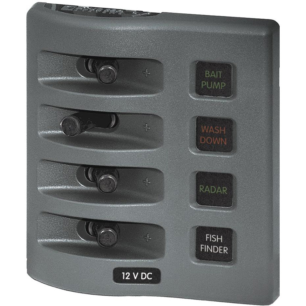 Blue Sea 4304 WeatherDeck Water Resistant Fuse Panel 4 Position Grey