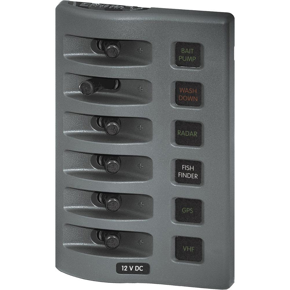 Blue Sea 4306 WeatherDeck Water Resistant Fuse Panel 6 Position Grey