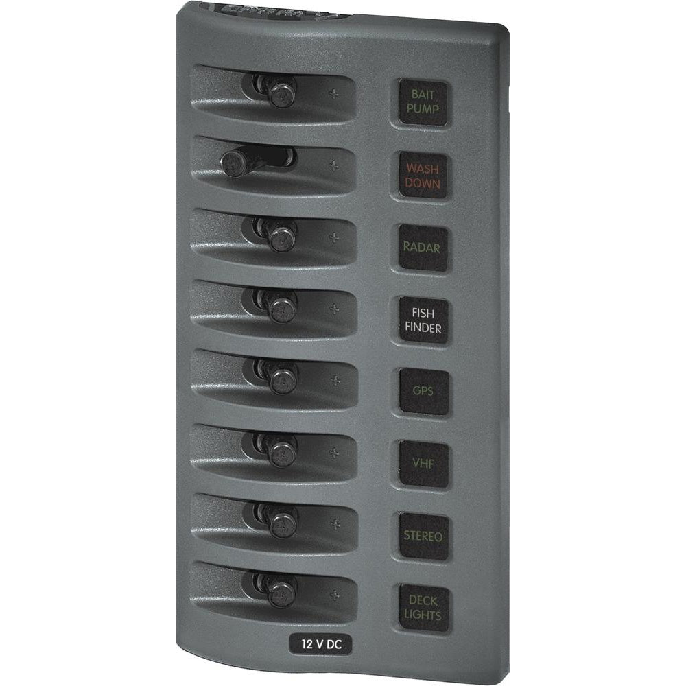 Blue Sea 4308 WeatherDeck Water Resistant Fuse Panel 8 Position Grey