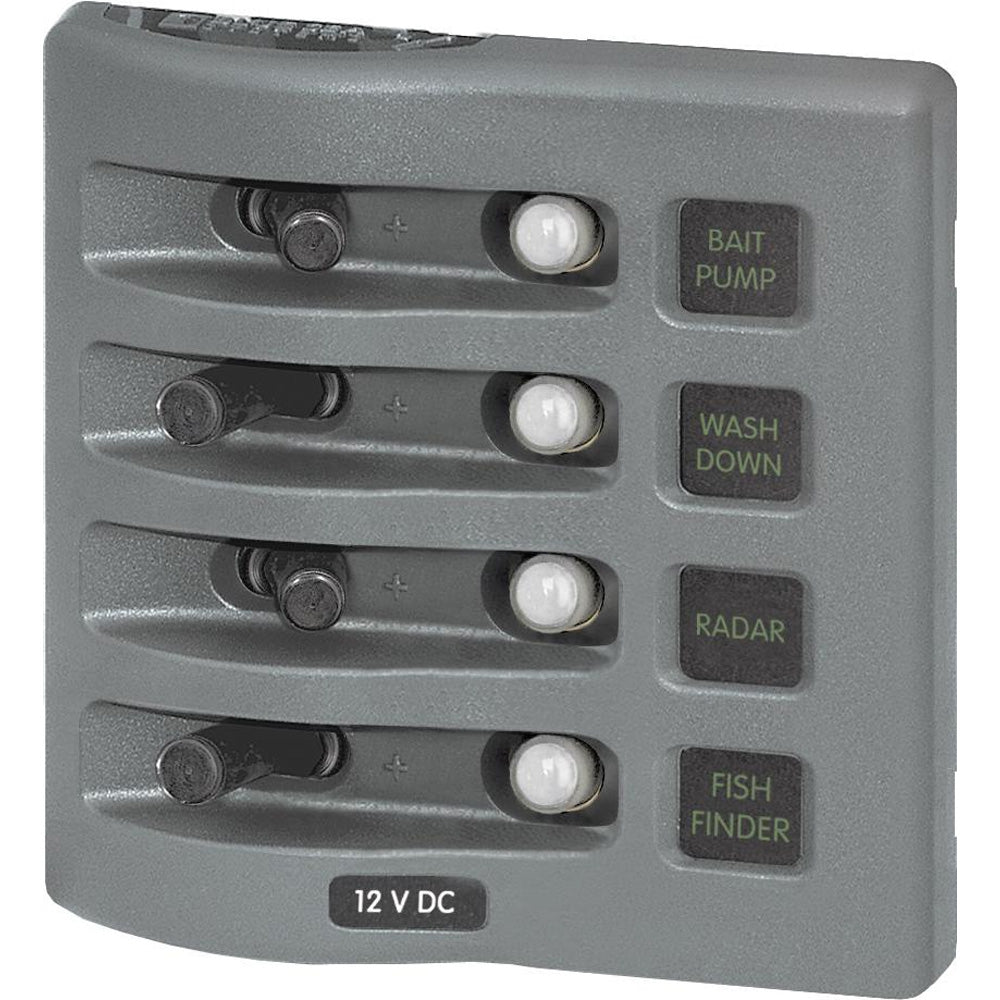 Blue Sea 4374 WeatherDeck Water Resistant Circuit Breaker Panel 4 Position Grey
