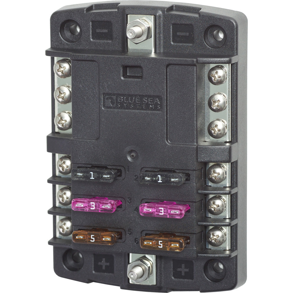 Blue Sea 5030 ST Blade Fuse Block wo Cover 6 Circuit wNegative Bus