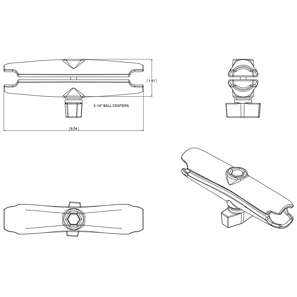 RAM Mount Long Double Socket Arm f1 Ball Bases