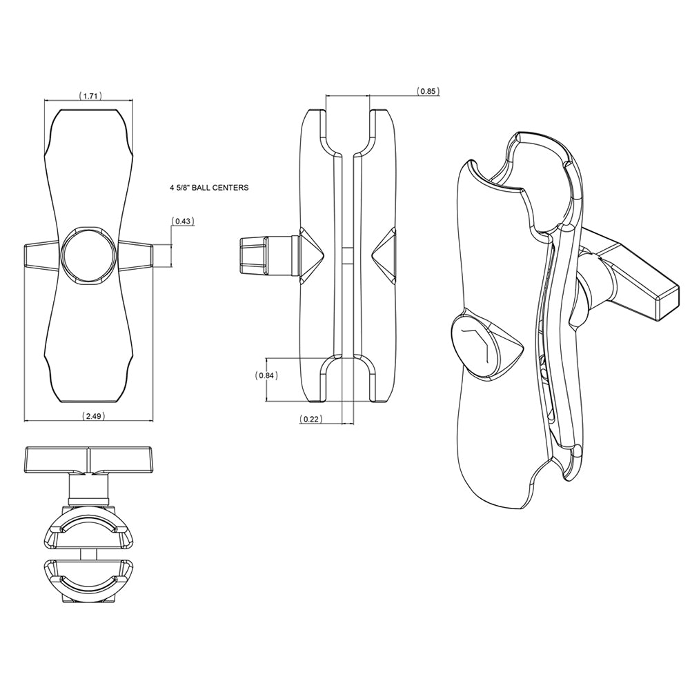RAM Mount Double Socket Arm f15 Ball Bases