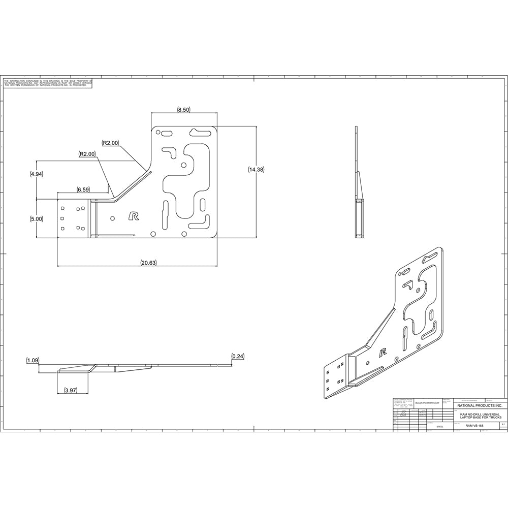 RAM Mount No Drill Vehicle Base fSemi Trucks