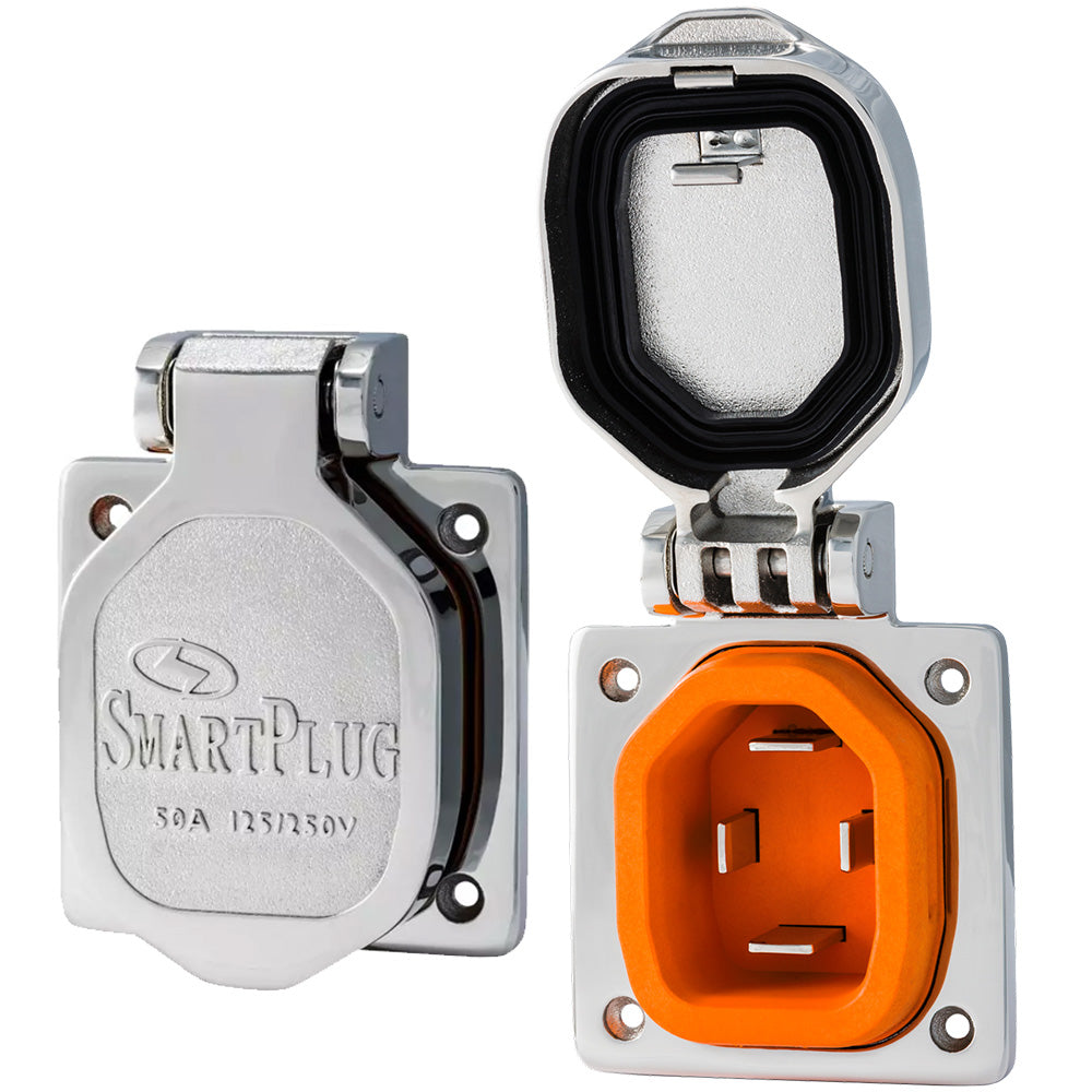 SmartPlug 50 AMP Male Inlet WCover Stainless Steel