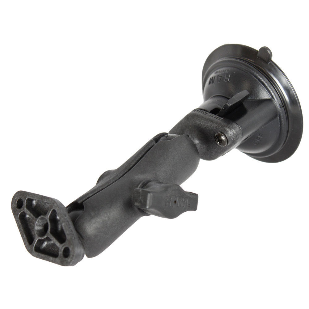 RAM Mount Composite Twist Lock Suction Cup wDouble Socket Arm Double Base Adapter