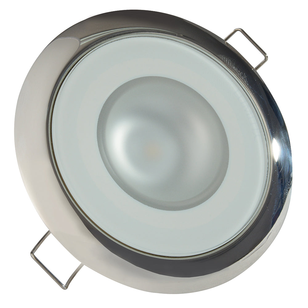Lumitec Mirage Flush Mount Down Light Glass FinishPolished SS Bezel Warm White Dimming