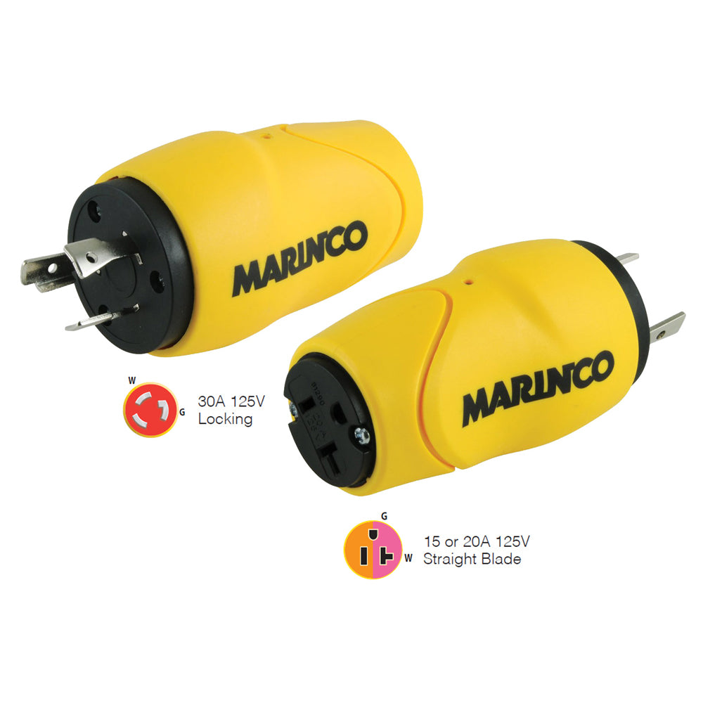 Marinco Straight Adapter 30A Male 15A Female