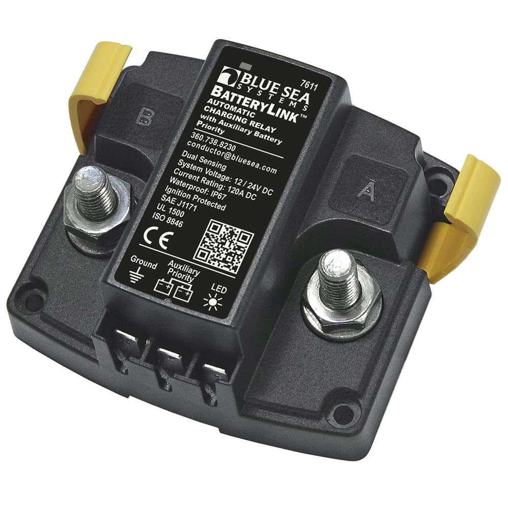 Blue Sea 7611 DC BatteryLink Automatic Charging Relay 120 Amp wAuxiliary Battery Charging