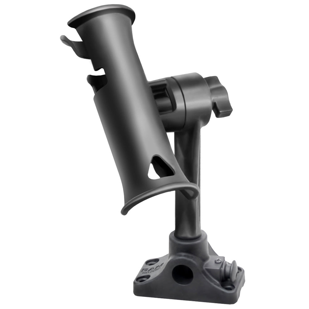 RAM Mount RAM Tube Jr Fishing Rod Holder Standard 6 Length Post Spline Combo BulkheadFlat Surface Base wPlunger