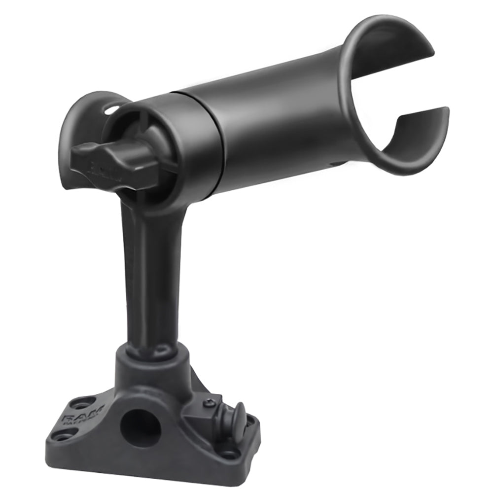 RAM Mount RAM Tube Jr Fishing Rod Holder Standard 4 Length Post Spline Combo BulkheadFlat Surface Base wPlunger