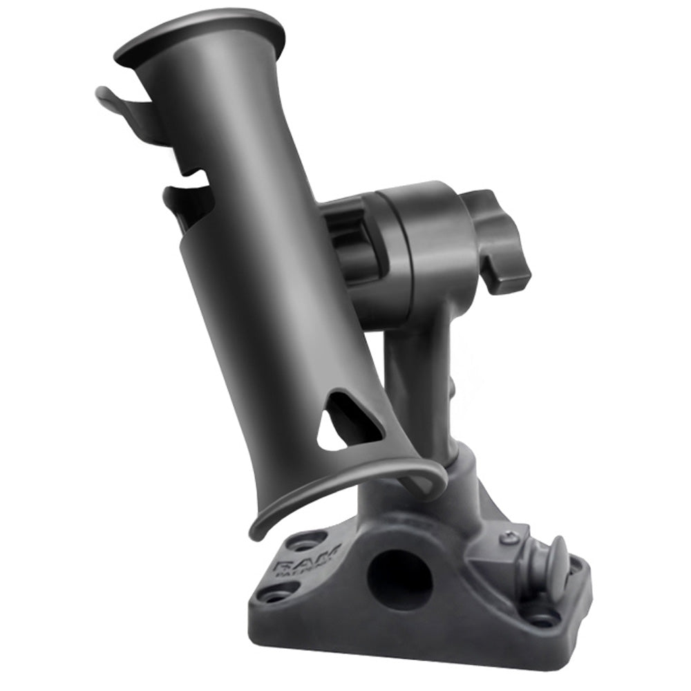 RAM Mount RAM Tube Jr Fishing Rod Holder Standard 4 Length Post Spline Combo BulkheadFlat Surface Base wPlunger