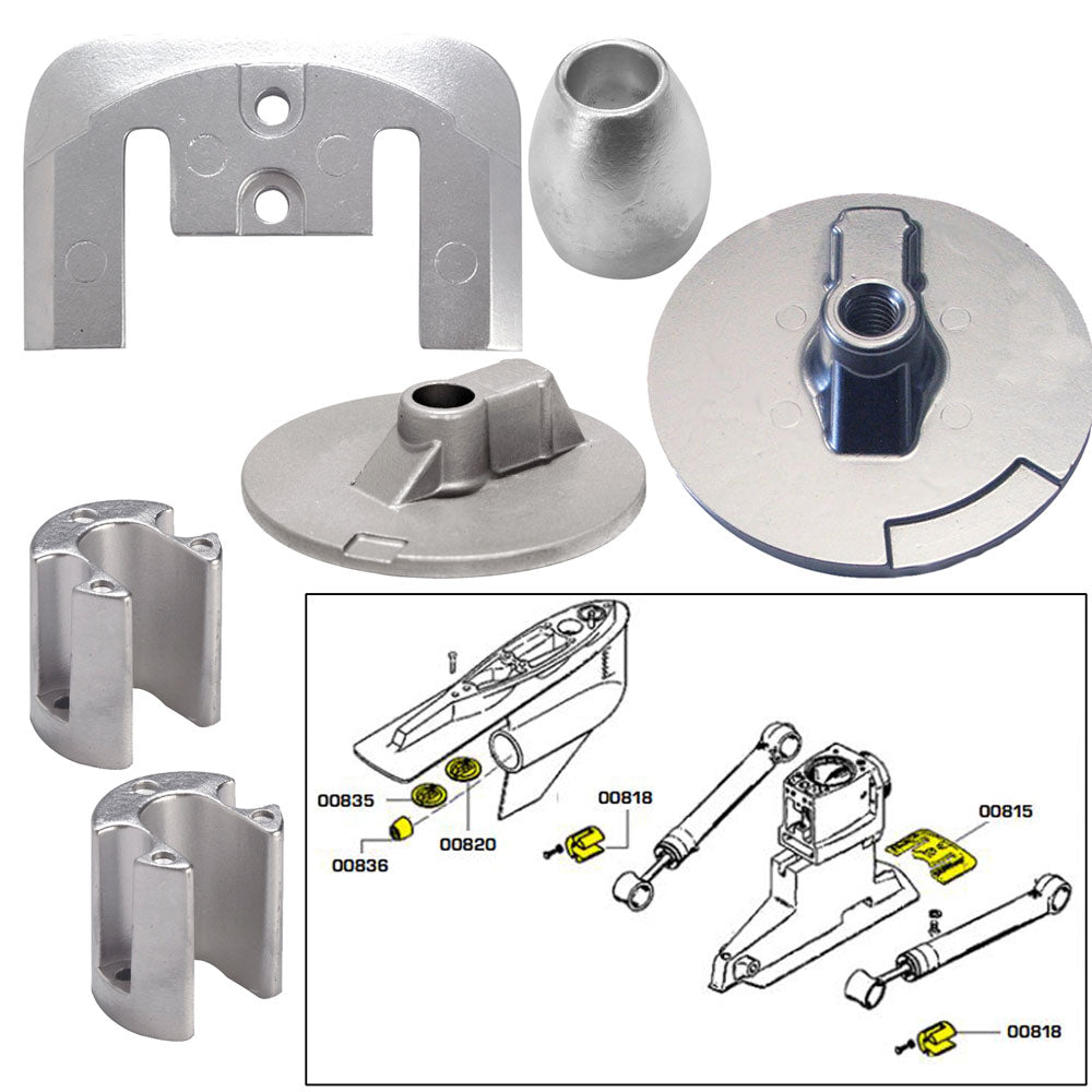 Tecnoseal Anode Kit wHardware Mercury Bravo 3 2004Present Zinc