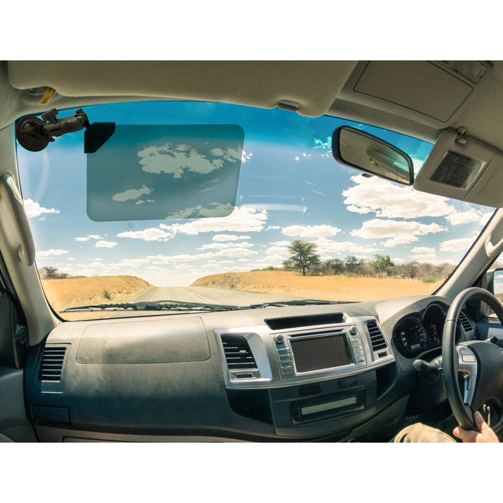 RAM Mount Suction Cup Mount wDark Green Sun Visor 50 Tint