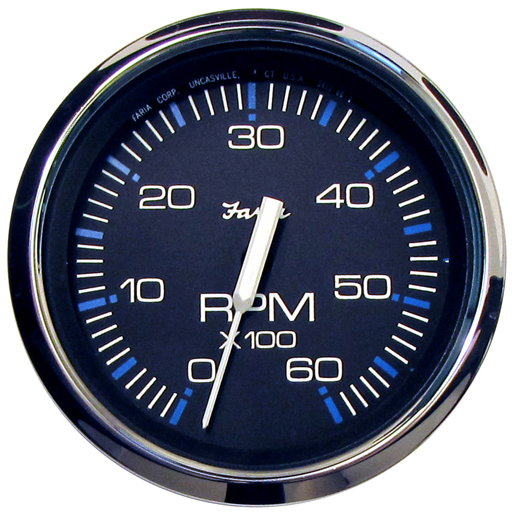 Faria Chesapeake Black 4 Tachometer 6000 RPM Gas Inboard IO