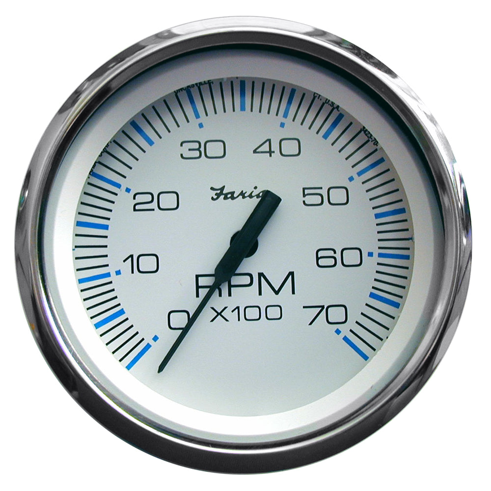 Faria Chesapeake White SS 4 Tachometer 7000 RPM Gas All Outboards
