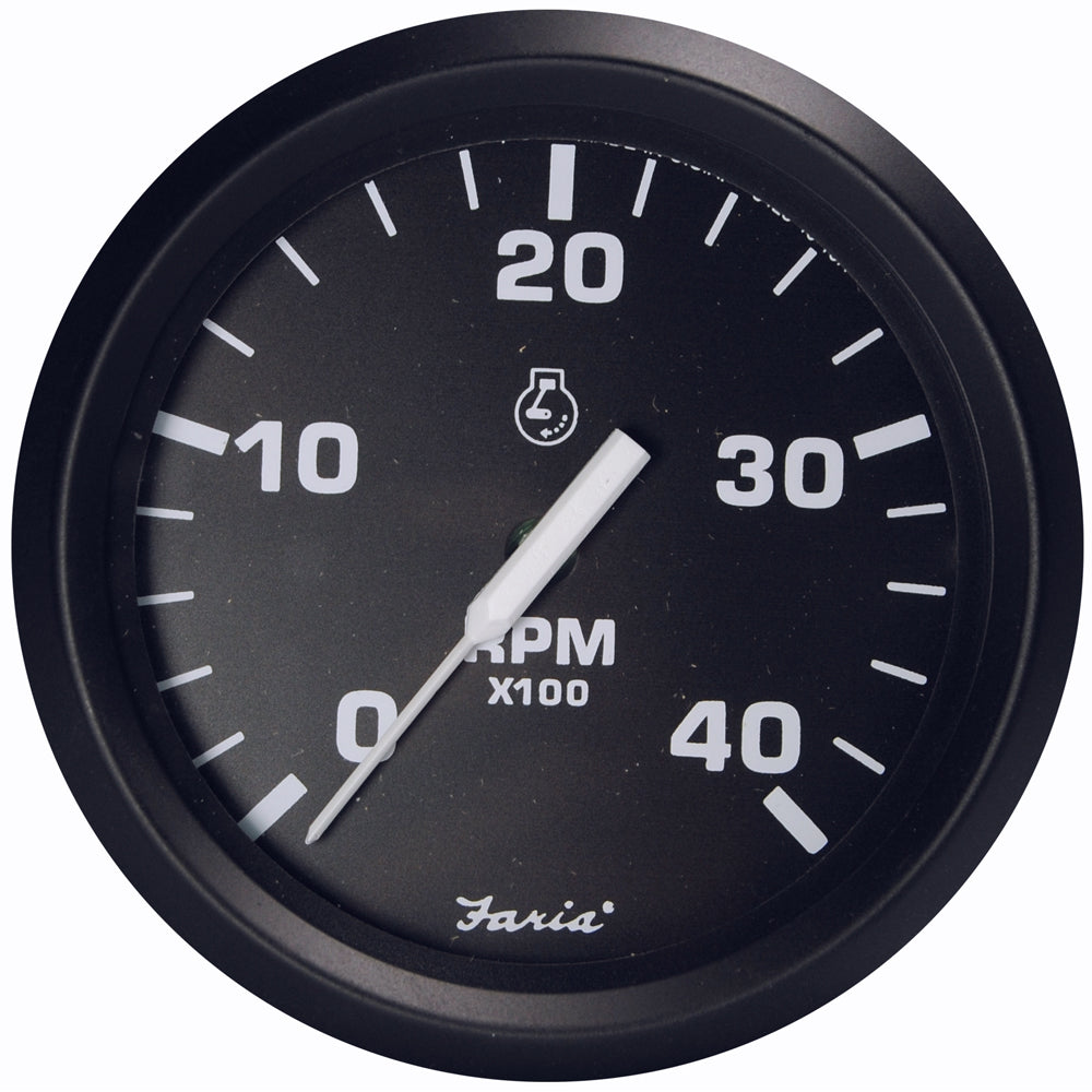 Faria Euro Black 4 Tachometer 4000 RPM Diesel Magnetic PickUp