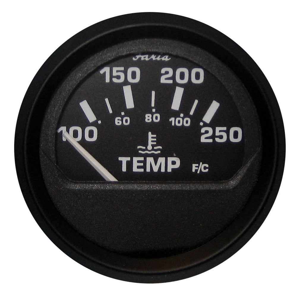Faria Euro Black 2 Water Temperature Gauge 100250 DegreeF