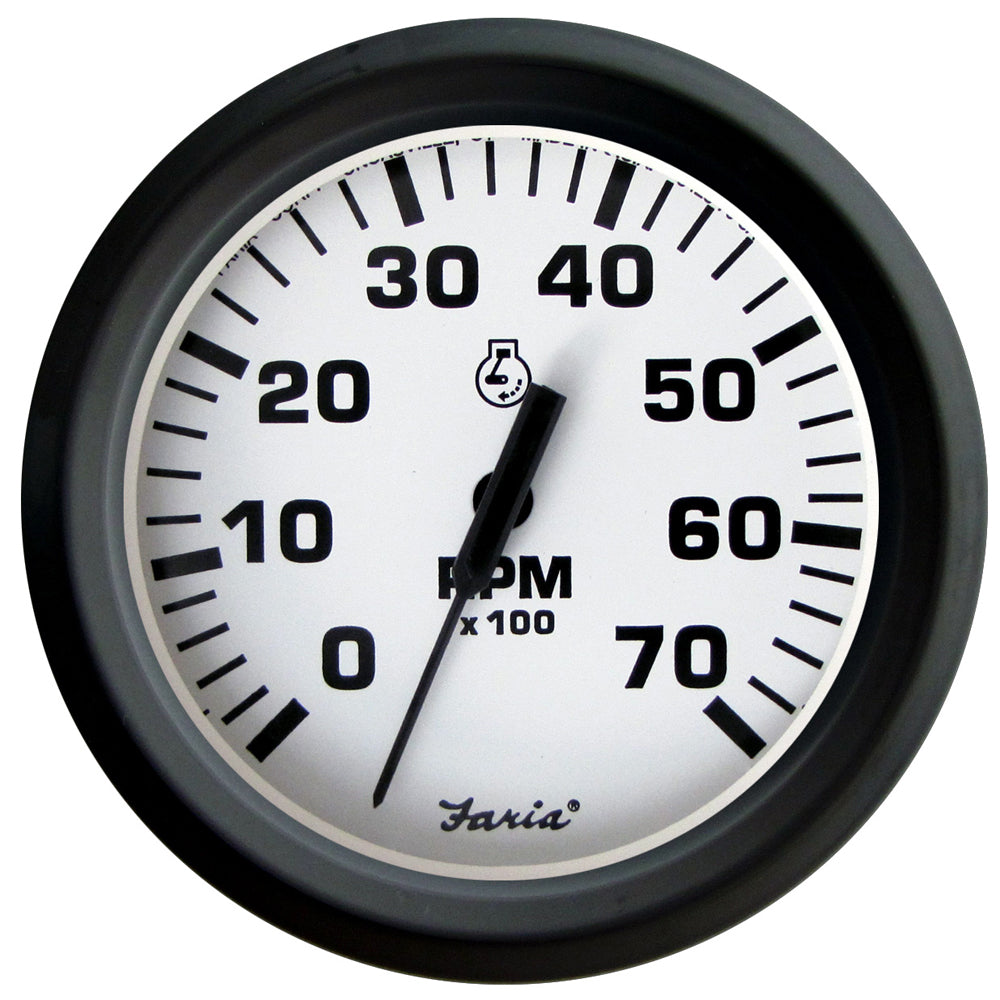 Faria Euro White 4 Tachometer 7000 RPM Gas Outboards