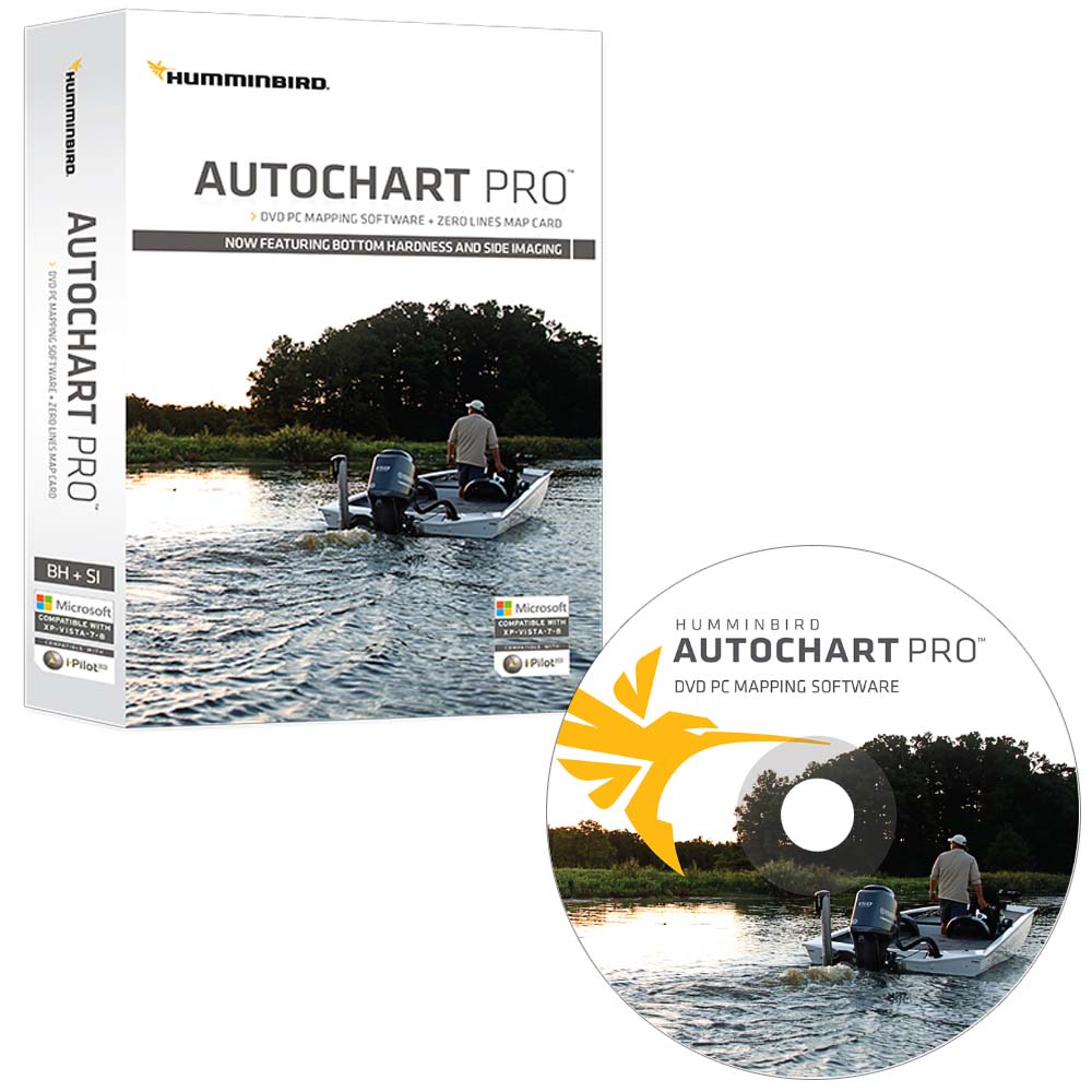 Humminbird AutoChart PRO DVD PC Mapping Software wZero Lines Map Card